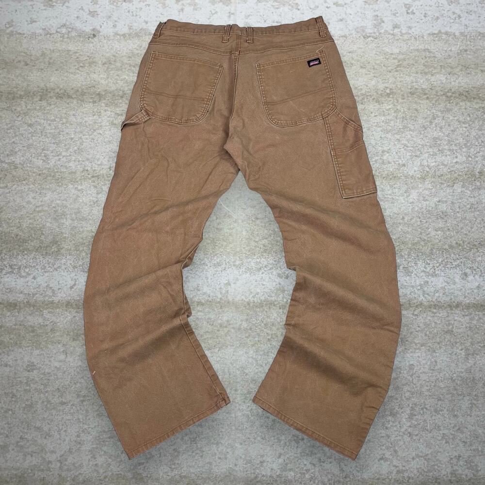 Vintage 90s Dickies Carpenter Pants 36x34 Baggy Wide Leg Tan Canvas Dungarees - Picture 1 of 5